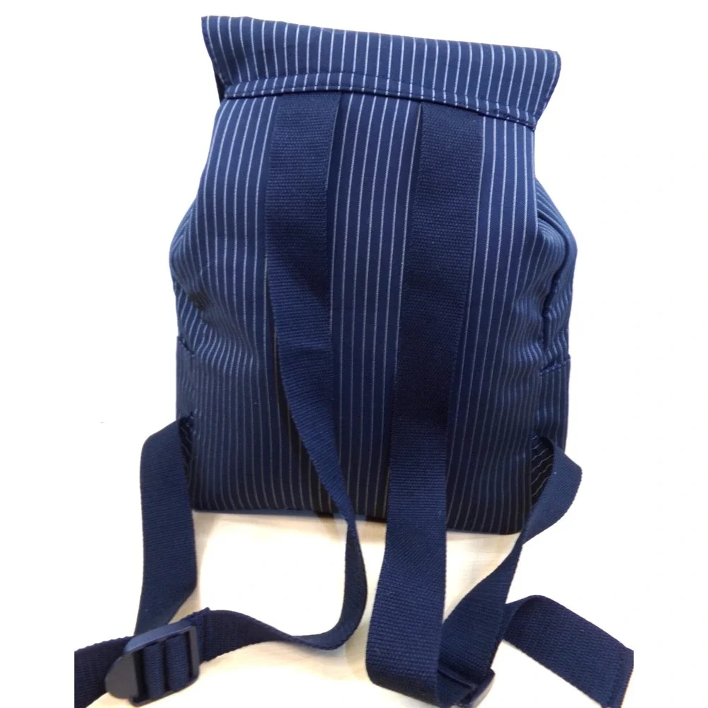Jean Paul Gaultier Parfums‎ Rucksack Backpack Navy Blue Pin Stripe